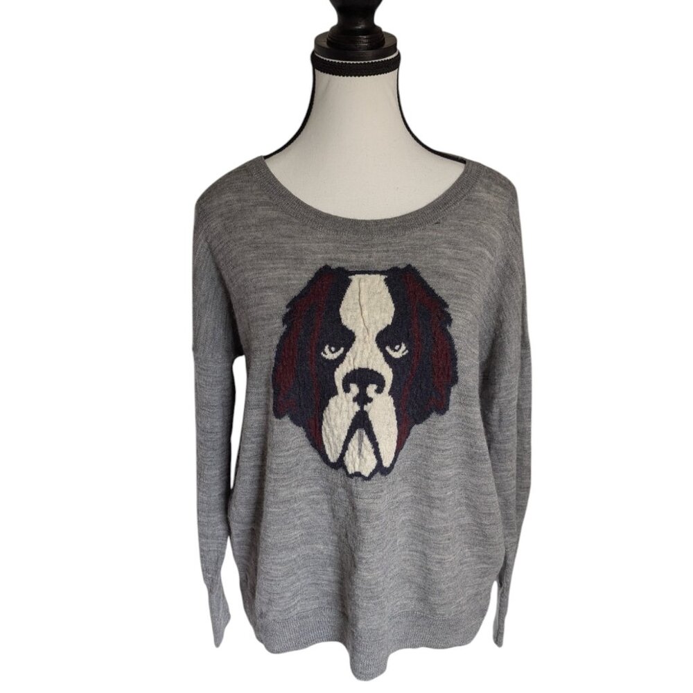 French Connection Dog Graphic Wool Sweater - Size Large (NWT)